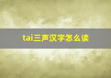 tai三声汉字怎么读