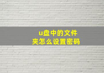 u盘中的文件夹怎么设置密码