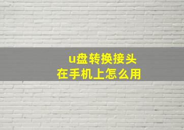 u盘转换接头在手机上怎么用