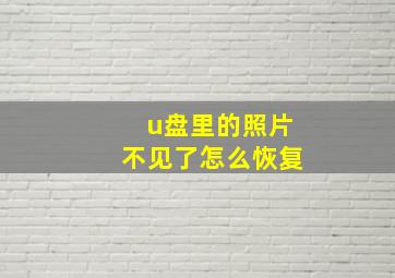 u盘里的照片不见了怎么恢复