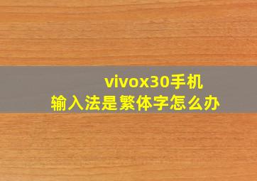 vivox30手机输入法是繁体字怎么办