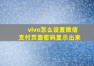 vivo怎么设置微信支付页面密码显示出来