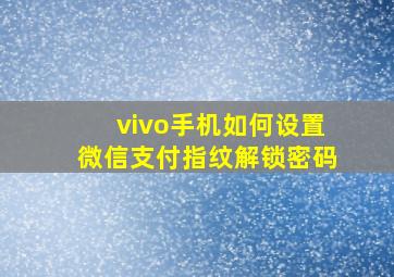 vivo手机如何设置微信支付指纹解锁密码