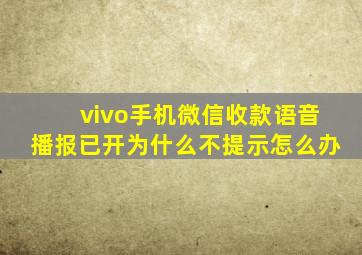 vivo手机微信收款语音播报已开为什么不提示怎么办