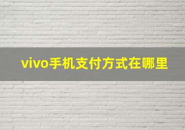 vivo手机支付方式在哪里