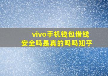 vivo手机钱包借钱安全吗是真的吗吗知乎