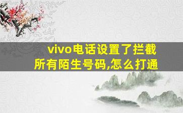 vivo电话设置了拦截所有陌生号码,怎么打通