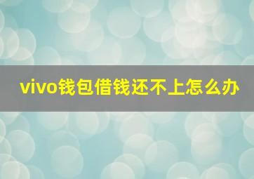 vivo钱包借钱还不上怎么办