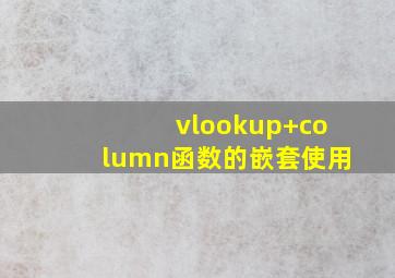 vlookup+column函数的嵌套使用