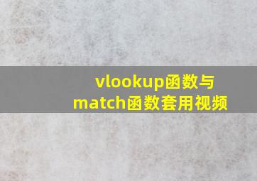 vlookup函数与match函数套用视频