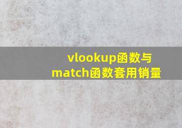 vlookup函数与match函数套用销量