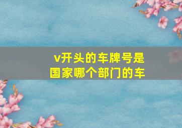 v开头的车牌号是国家哪个部门的车