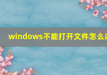 windows不能打开文件怎么办