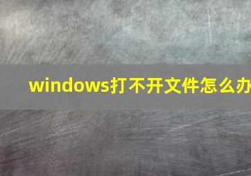 windows打不开文件怎么办