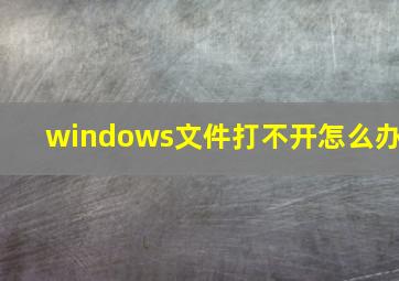 windows文件打不开怎么办