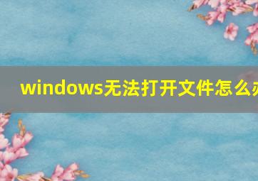 windows无法打开文件怎么办