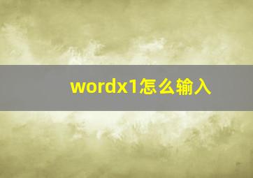 wordx1怎么输入