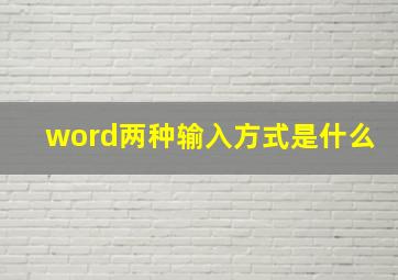 word两种输入方式是什么