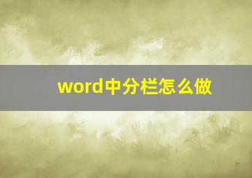 word中分栏怎么做