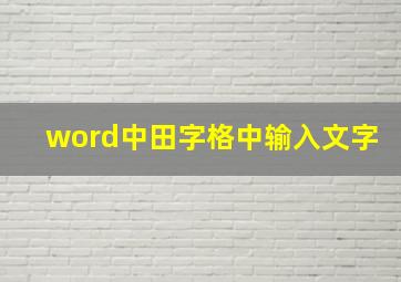 word中田字格中输入文字