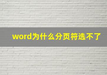 word为什么分页符选不了