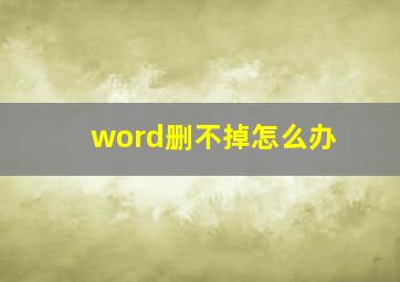 word删不掉怎么办