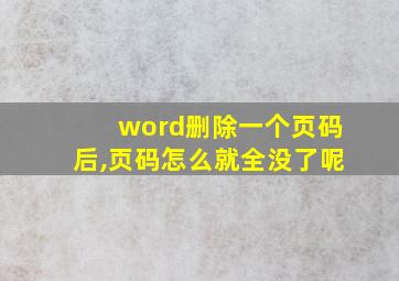 word删除一个页码后,页码怎么就全没了呢