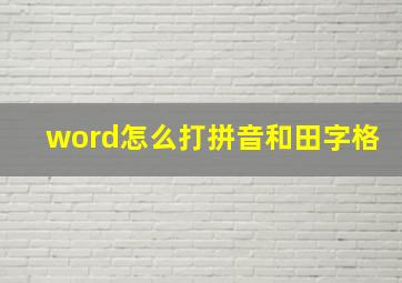 word怎么打拼音和田字格