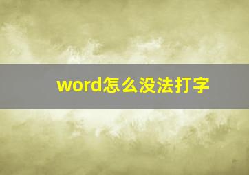 word怎么没法打字