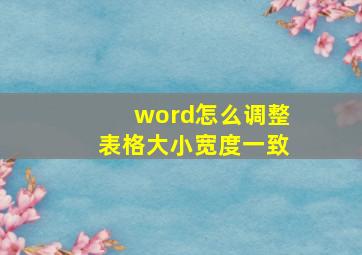 word怎么调整表格大小宽度一致