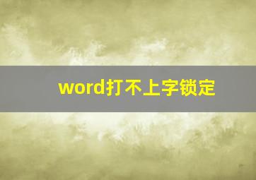 word打不上字锁定