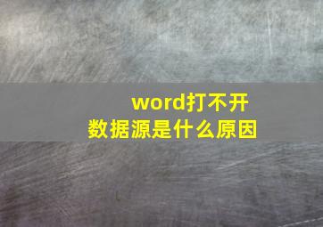 word打不开数据源是什么原因