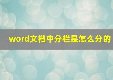 word文档中分栏是怎么分的