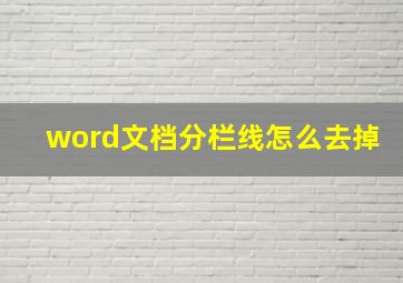 word文档分栏线怎么去掉