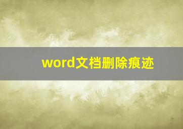 word文档删除痕迹