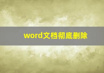 word文档彻底删除