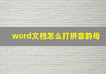 word文档怎么打拼音韵母