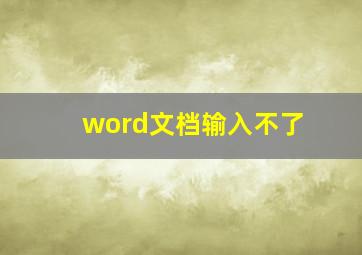 word文档输入不了