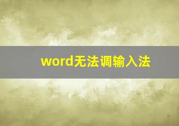 word无法调输入法