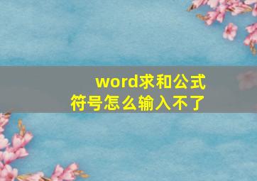 word求和公式符号怎么输入不了