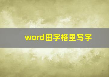 word田字格里写字