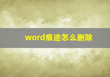 word痕迹怎么删除