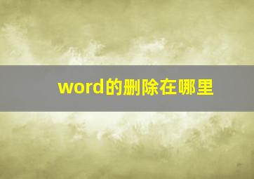 word的删除在哪里