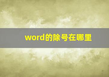 word的除号在哪里