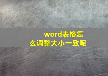 word表格怎么调整大小一致呢