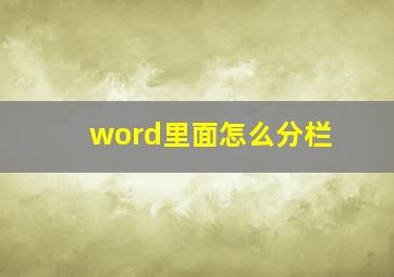 word里面怎么分栏