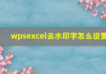 wpsexcel去水印字怎么设置