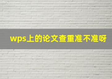 wps上的论文查重准不准呀