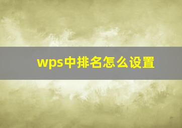 wps中排名怎么设置