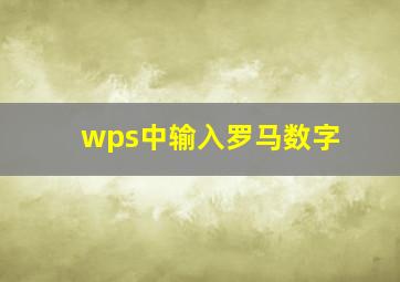 wps中输入罗马数字